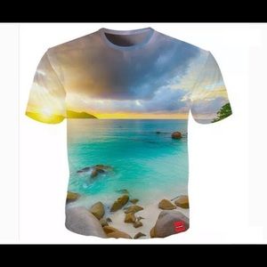 3D Cool Beach Waters Unisex T-Shirt SZ XL